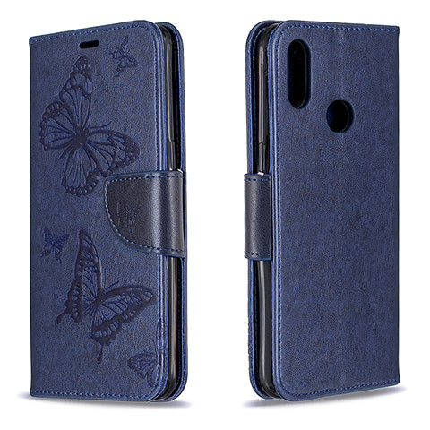 Handytasche Stand Schutzhülle Flip Leder Hülle Schmetterling B01F für Samsung Galaxy M01s Blau