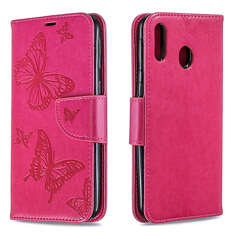 Handytasche Stand Schutzhülle Flip Leder Hülle Schmetterling B01F für Samsung Galaxy M20 Pink