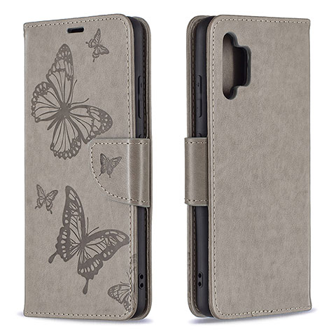 Handytasche Stand Schutzhülle Flip Leder Hülle Schmetterling B01F für Samsung Galaxy M32 5G Grau