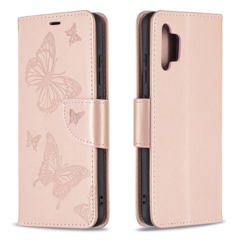 Handytasche Stand Schutzhülle Flip Leder Hülle Schmetterling B01F für Samsung Galaxy M32 5G Rosegold