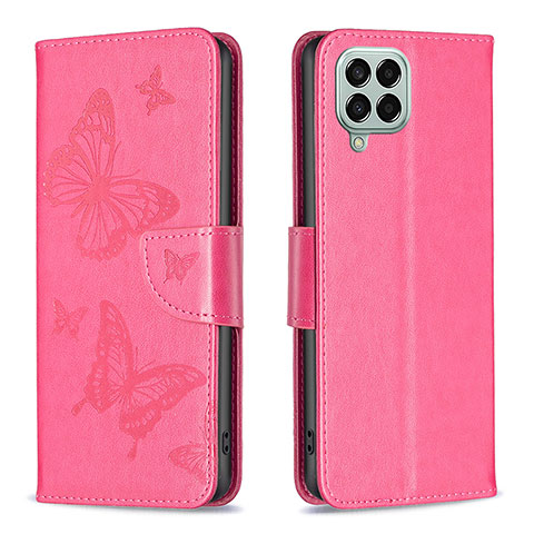 Handytasche Stand Schutzhülle Flip Leder Hülle Schmetterling B01F für Samsung Galaxy M33 5G Pink