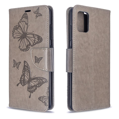 Handytasche Stand Schutzhülle Flip Leder Hülle Schmetterling B01F für Samsung Galaxy M40S Grau