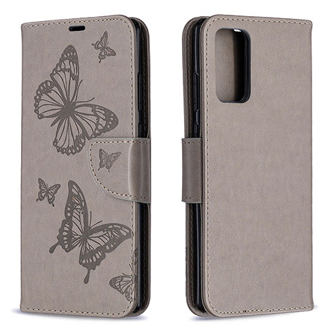 Handytasche Stand Schutzhülle Flip Leder Hülle Schmetterling B01F für Samsung Galaxy Note 20 5G Grau