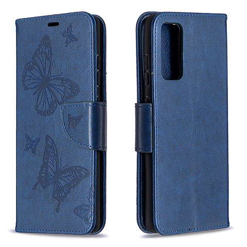 Handytasche Stand Schutzhülle Flip Leder Hülle Schmetterling B01F für Samsung Galaxy S20 FE 4G Blau