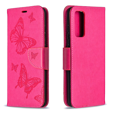 Handytasche Stand Schutzhülle Flip Leder Hülle Schmetterling B01F für Samsung Galaxy S20 FE 4G Pink