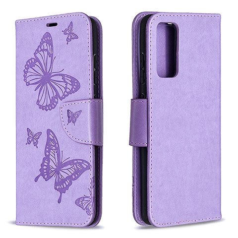 Handytasche Stand Schutzhülle Flip Leder Hülle Schmetterling B01F für Samsung Galaxy S20 FE 5G Helles Lila