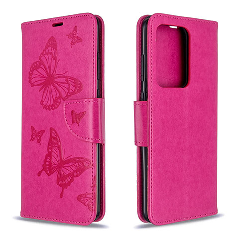 Handytasche Stand Schutzhülle Flip Leder Hülle Schmetterling B01F für Samsung Galaxy S20 Plus 5G Pink