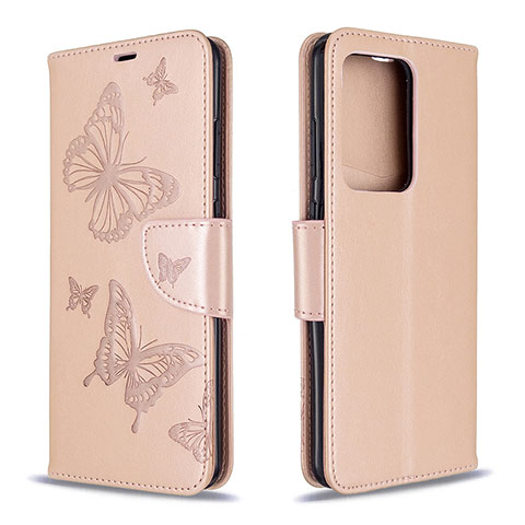 Handytasche Stand Schutzhülle Flip Leder Hülle Schmetterling B01F für Samsung Galaxy S20 Plus 5G Rosegold