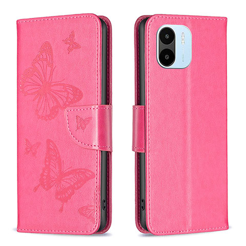 Handytasche Stand Schutzhülle Flip Leder Hülle Schmetterling B01F für Xiaomi Poco C50 Pink