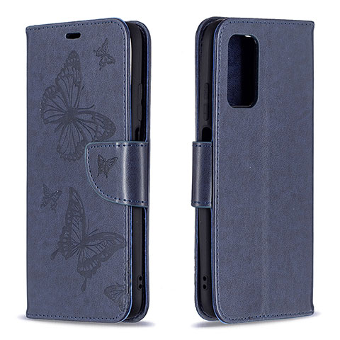 Handytasche Stand Schutzhülle Flip Leder Hülle Schmetterling B01F für Xiaomi Poco M3 Blau