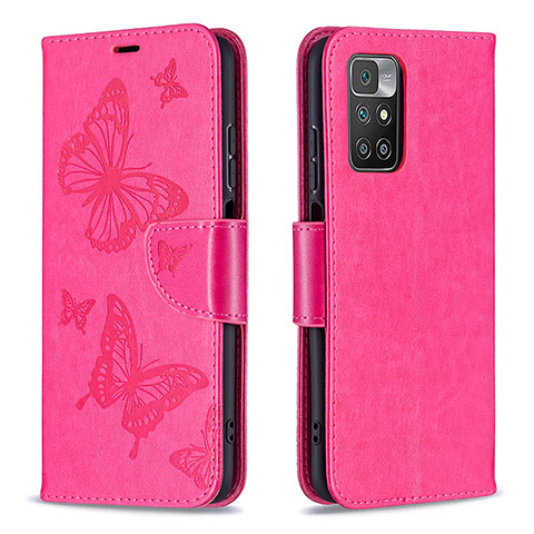 Handytasche Stand Schutzhülle Flip Leder Hülle Schmetterling B01F für Xiaomi Redmi 10 (2022) Pink