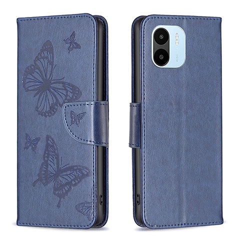 Handytasche Stand Schutzhülle Flip Leder Hülle Schmetterling B01F für Xiaomi Redmi A2 Blau