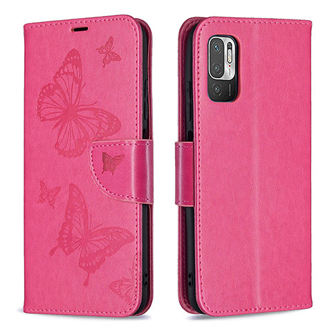 Handytasche Stand Schutzhülle Flip Leder Hülle Schmetterling B01F für Xiaomi Redmi Note 10T 5G Pink