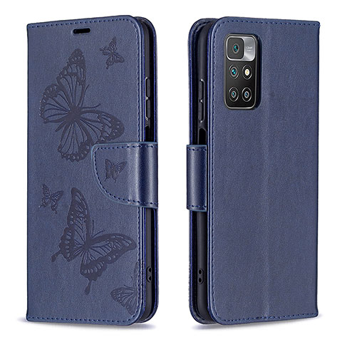 Handytasche Stand Schutzhülle Flip Leder Hülle Schmetterling B01F für Xiaomi Redmi Note 11 4G (2021) Blau