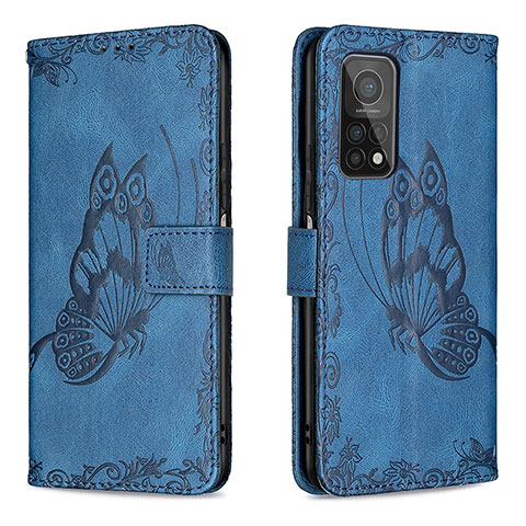 Handytasche Stand Schutzhülle Flip Leder Hülle Schmetterling B02F für Xiaomi Mi 10T 5G Blau