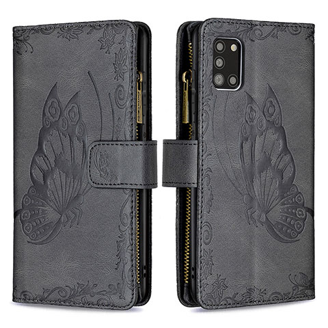 Handytasche Stand Schutzhülle Flip Leder Hülle Schmetterling B03F für Samsung Galaxy A31 Schwarz