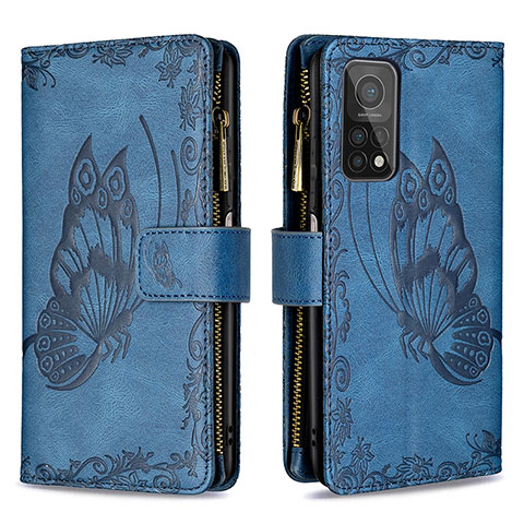 Handytasche Stand Schutzhülle Flip Leder Hülle Schmetterling B03F für Xiaomi Mi 10T 5G Blau