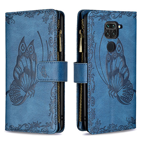 Handytasche Stand Schutzhülle Flip Leder Hülle Schmetterling B03F für Xiaomi Redmi 10X 4G Blau