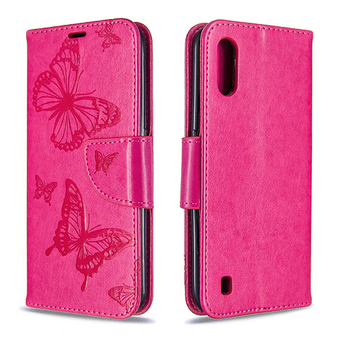 Handytasche Stand Schutzhülle Flip Leder Hülle Schmetterling B13F für Samsung Galaxy A01 SM-A015 Pink
