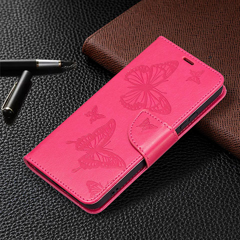 Handytasche Stand Schutzhülle Flip Leder Hülle Schmetterling B13F für Samsung Galaxy S21 5G Pink