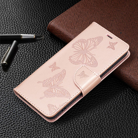 Handytasche Stand Schutzhülle Flip Leder Hülle Schmetterling B13F für Samsung Galaxy S21 Plus 5G Gold