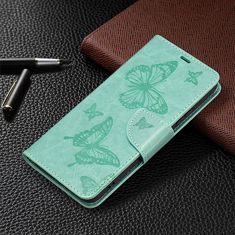 Handytasche Stand Schutzhülle Flip Leder Hülle Schmetterling B13F für Samsung Galaxy S21 Plus 5G Grün