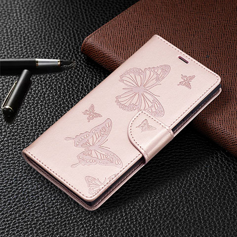 Handytasche Stand Schutzhülle Flip Leder Hülle Schmetterling B13F für Samsung Galaxy S24 Ultra 5G Gold