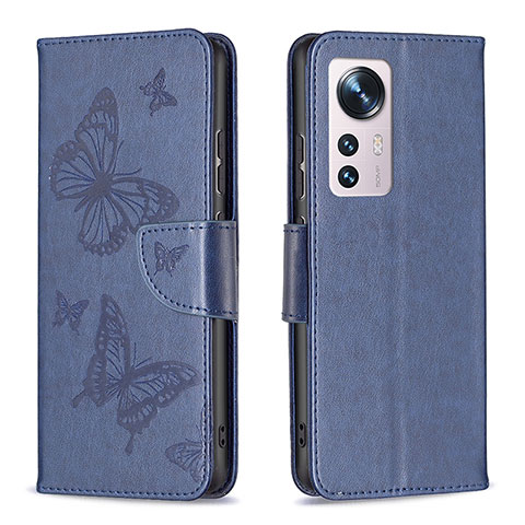 Handytasche Stand Schutzhülle Flip Leder Hülle Schmetterling B13F für Xiaomi Mi 12S Pro 5G Blau