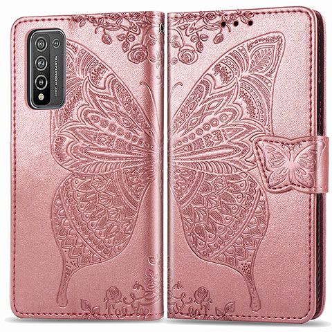 Handytasche Stand Schutzhülle Flip Leder Hülle Schmetterling für Huawei Honor 10X Lite Rosegold