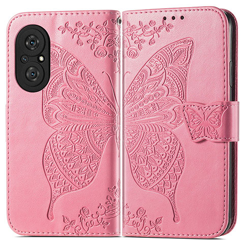 Handytasche Stand Schutzhülle Flip Leder Hülle Schmetterling für Huawei Honor 50 SE 5G Pink