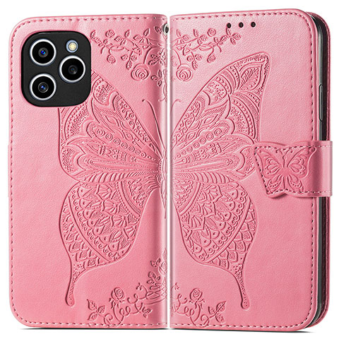 Handytasche Stand Schutzhülle Flip Leder Hülle Schmetterling für Huawei Honor 60 SE 5G Pink