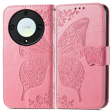 Handytasche Stand Schutzhülle Flip Leder Hülle Schmetterling für Huawei Honor Magic5 Lite 5G Pink