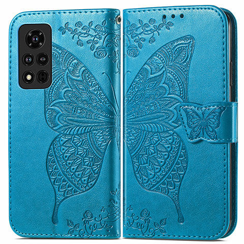 Handytasche Stand Schutzhülle Flip Leder Hülle Schmetterling für Huawei Honor V40 5G Blau