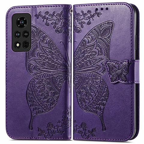 Handytasche Stand Schutzhülle Flip Leder Hülle Schmetterling für Huawei Honor V40 5G Violett