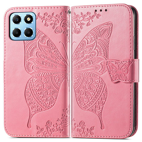 Handytasche Stand Schutzhülle Flip Leder Hülle Schmetterling für Huawei Honor X6 Pink