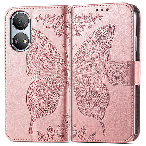 Handytasche Stand Schutzhülle Flip Leder Hülle Schmetterling für Huawei Honor X7 Rosegold