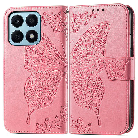 Handytasche Stand Schutzhülle Flip Leder Hülle Schmetterling für Huawei Honor X8a 4G Pink