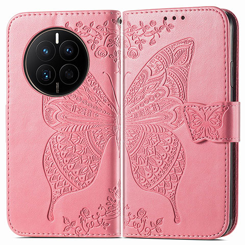 Handytasche Stand Schutzhülle Flip Leder Hülle Schmetterling für Huawei Mate 50 Pink