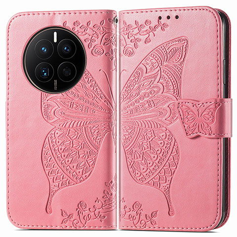 Handytasche Stand Schutzhülle Flip Leder Hülle Schmetterling für Huawei Mate 50E Pink