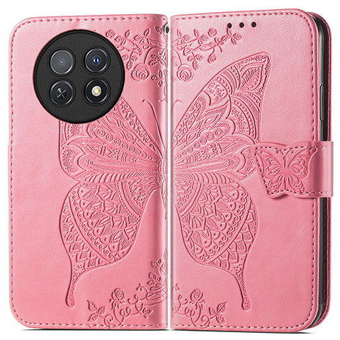 Handytasche Stand Schutzhülle Flip Leder Hülle Schmetterling für Huawei Nova Y91 Pink