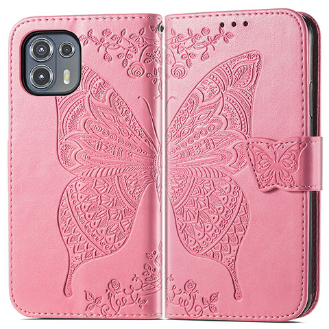 Handytasche Stand Schutzhülle Flip Leder Hülle Schmetterling für Motorola Moto Edge 20 Lite 5G Pink