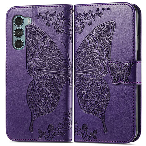 Handytasche Stand Schutzhülle Flip Leder Hülle Schmetterling für Motorola Moto Edge S30 5G Violett