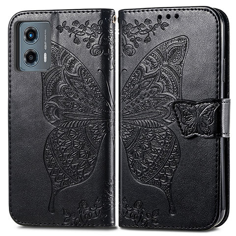 Handytasche Stand Schutzhülle Flip Leder Hülle Schmetterling für Motorola Moto G 5G (2023) Schwarz