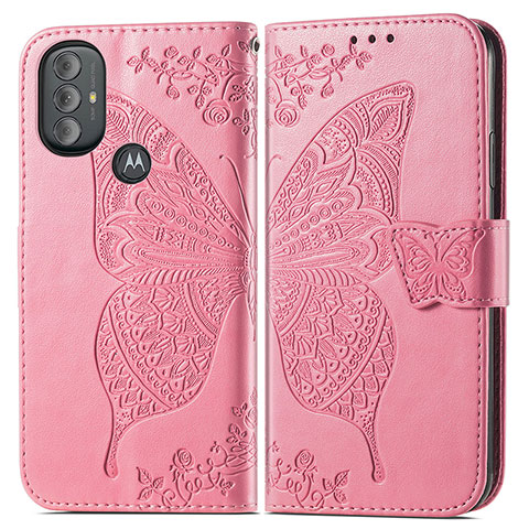 Handytasche Stand Schutzhülle Flip Leder Hülle Schmetterling für Motorola Moto G Play (2023) Pink