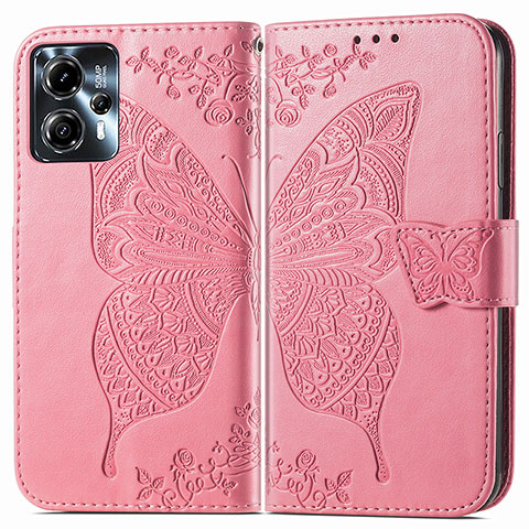 Handytasche Stand Schutzhülle Flip Leder Hülle Schmetterling für Motorola Moto G13 Pink