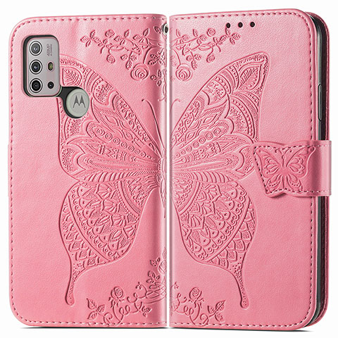 Handytasche Stand Schutzhülle Flip Leder Hülle Schmetterling für Motorola Moto G20 Pink