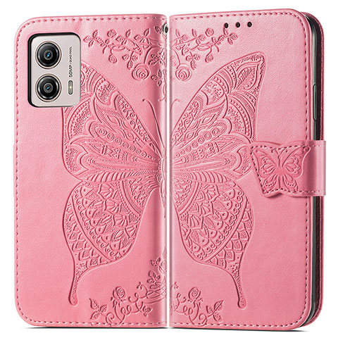 Handytasche Stand Schutzhülle Flip Leder Hülle Schmetterling für Motorola Moto G53 5G Pink