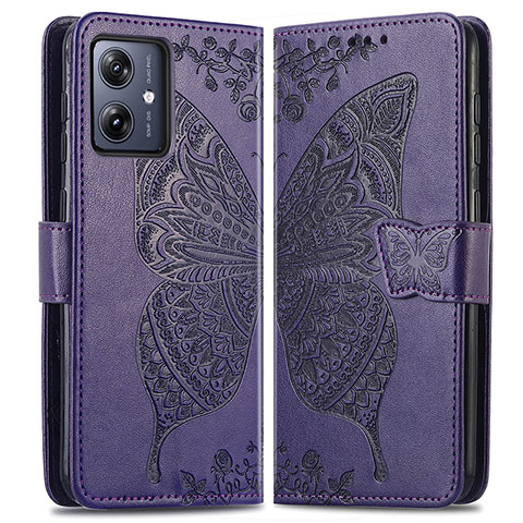 Handytasche Stand Schutzhülle Flip Leder Hülle Schmetterling für Motorola Moto G54 5G Violett