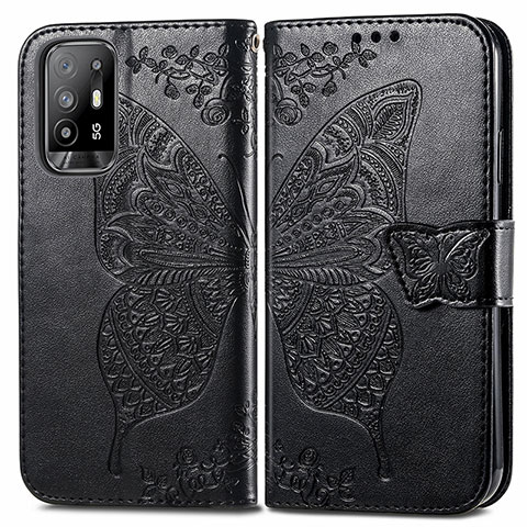 Handytasche Stand Schutzhülle Flip Leder Hülle Schmetterling für Oppo A94 5G Schwarz