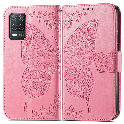 Handytasche Stand Schutzhülle Flip Leder Hülle Schmetterling für Realme 8 5G Pink